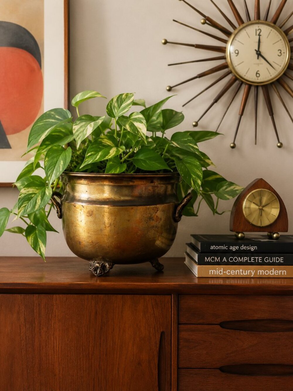 Vintage Brass 3 footed Cauldron Style Planter